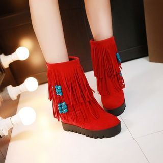 JY Shoes Fringed Mid-calf Boots