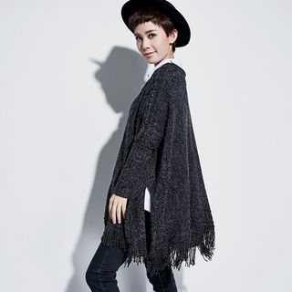 OnceFeel Fringed M lange Chunky Sweater