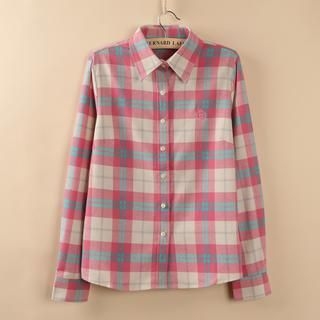 Tangi Long Sleeved Plaid Blouse