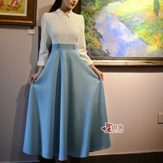 GU ZHI Long-Sleeve Color-Block Dress