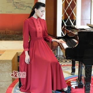 GU ZHI Long-Sleeve Paneled Plain Dress