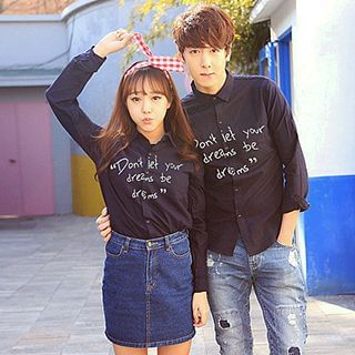 Fashion Street Couple Matching Letteirng Shirt