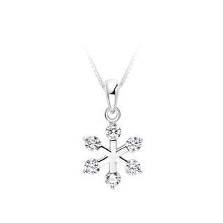 BELEC 925 Sterling Silver Snowflake Pendant with White Cubic Zircon and Necklace