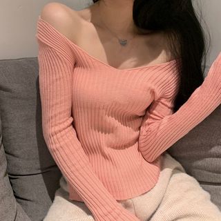Boat-neck Knit Top