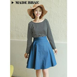BBAEBBAE High-Waist A-Line Denim Skirt