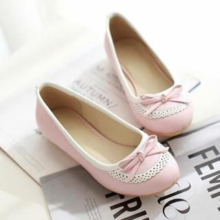Colorful Shoes Perforated Bow-Accent Flats