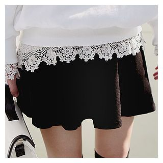 Sechuna Band-Waist Seam-Trim Mini Skirt