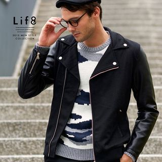 Life 8 Faux-Leather Sleeve Biker Jacket