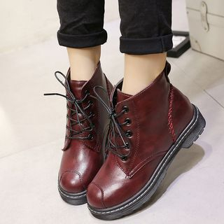 Shoetown Faux Leather Lace Up Boots
