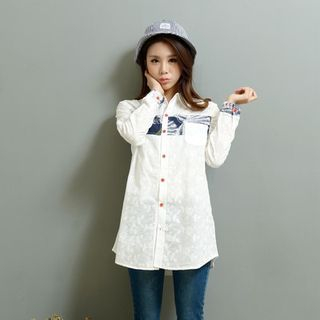 P.E.I. Girl Stitching Embroidered Collar Blouses