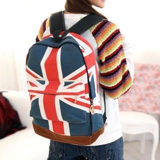 Union Jack Print Backpack Blue - One Size