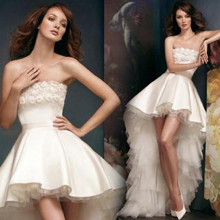 Angel Bridal Strapless Lace Dip-Back Party Dress