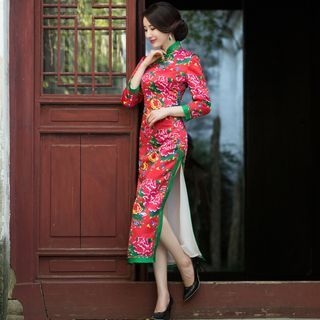 Miss Four Qipao 3/4-Sleeve Flower Cheongsam