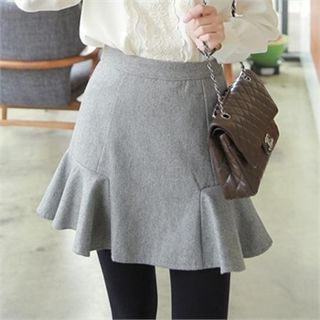 mimi & didi Ruffle-Hem Wool Blend Mini Skirt