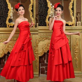 Royal Style Strapless Rosette Tiered A-Line Evening Gown
