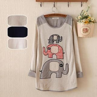 P.E.I. Girl Patchwork Elephants Top