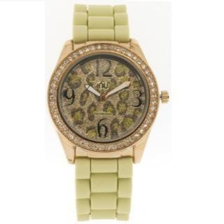 N:U - Not the Usual Glittery Leopard Pattern Wrist Watch Beige - One Size