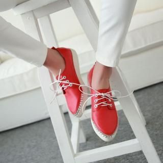 JY Shoes Rhinestone Lace-Up Shoes