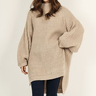 FASHION DIVA Mock-Neck Oversized Sweater