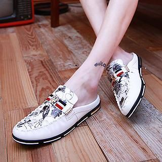 Preppy Boys Backless Printed Loafers