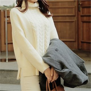 O.JANE Turtle-Neck Wool Blend Sweater