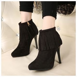 Anran Fringed High Heels Ankle Boots