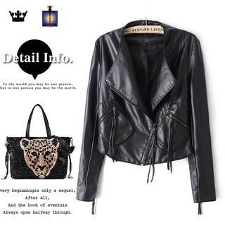 Ainvyi Faux Leather Cropped Jacket