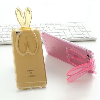 Lazy Corner Set: Transparent Rabbit Ear iPhone 6 / 6s / 6 Plus Case + Mobile Strap