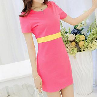 Q.C.T Short-Sleeve Sheath Dress