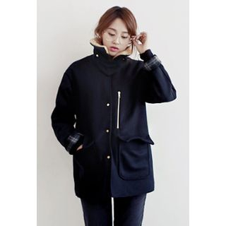 MOROCOCO Fleece-Collar Quilted-Lined Coat