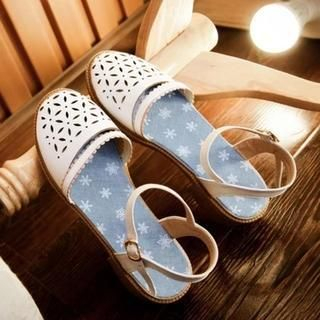 Shoes Galore Ankle-Strap Perforated Heel Sandals