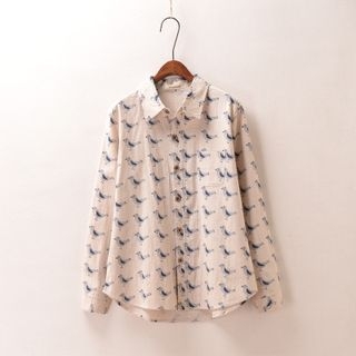 P.E.I. Girl Cartoon Printed Collar Blouses