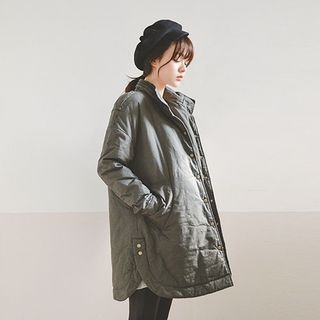 JUSTONE Funnel-Neck Buttoned Padded Coat