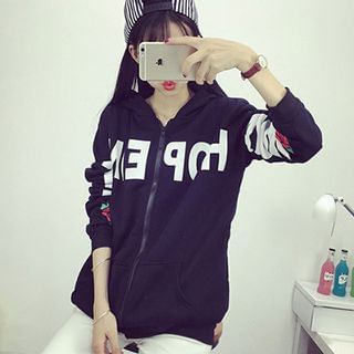 Melon Juice Letter Fleece-Lined Jacket