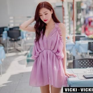 Vicki Vicki Set: Frilled Bikini + Beach Cover Up Dress