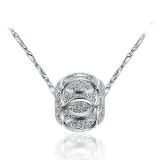 BELEC White Gold Plated 925 Sterling Silver Transport Bead Pendant with 40cm Necklace