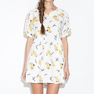 Obel Short-Sleeve Banana Print Dress