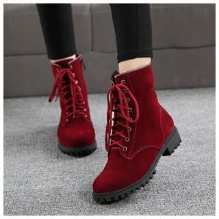 Anran Faux Suede Lace Up Short Boots