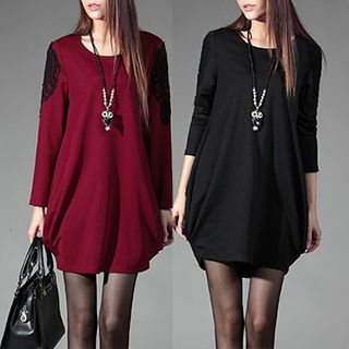 Fashion Street Lace Panel T-Shirt Dress