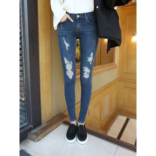 hellopeco Distressed Washed Skinny Jeans