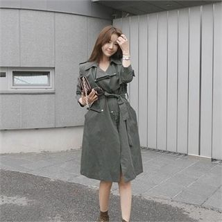 LIPHOP Tied-Waist Trench Coat