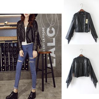 trendedge Tassel Faux Leather Jacket