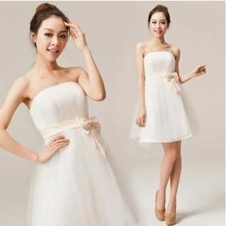 Beautiful Wedding Strapless Bow Accent A-Line Cocktail Dress