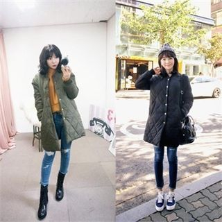 QNIGIRLS Snap-Button Quilted Jacket