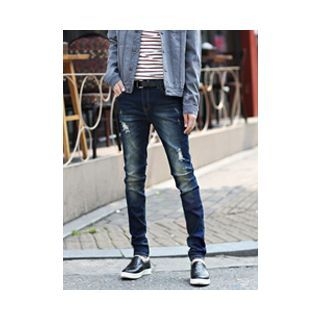 PLAYS Distressed Straight-Cut Jeans