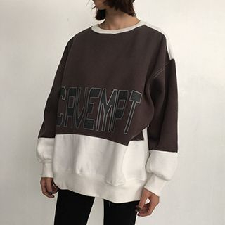 Eva Fashion Lettering Color Block Sweatshirt