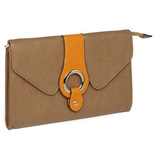 yeswalker Buckle-Accent Clutch Khaki and Yellow - One Size