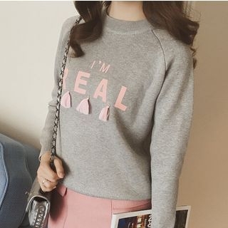 DreamyShow Lettering Tasseled Sweater