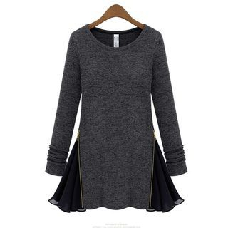 joELLE Long-Sleeve Side-zip Woolen Dress