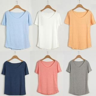 Soulcity Plain V-neck Short Sleeve T-shirt